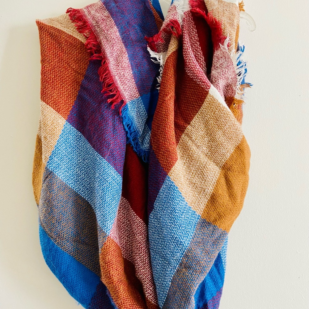 Plaid blanket scarf